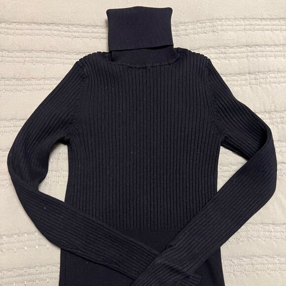 Zara Ribbed long sleeve sweater turtleneck top Black size small - Picture 1 of 6